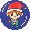Little Christmas elf with cupcake