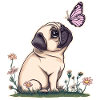 Pug with butterfly