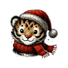 Cute Christmas tiger with hat