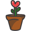 Vase with heart-shaped flower