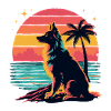 Retro Sunset Australian Shepherd