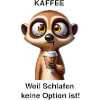 Müdes Erdmännchen mit Kaffee