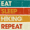 Eat Sleep Hiking Repeat Distressed Stripes