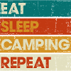 Eat Sleep Camping Repeat Striped Graphic
