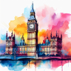 Big Ben Watercolour Splash Art