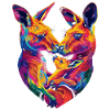 Kangaroo Family Australia Popart