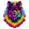 Keeshond Dog Crown Popart