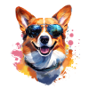 Corgie mit Sonnenbrille
