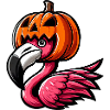 Funny Halloween pumpkin flamingo autumn