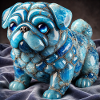 Blauer Kristall-Pug Dekorfigur