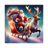 Santa Claus, Sleigh, Christmas Poster