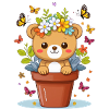 Niedlicher Teddy-Bär im Blumentopf