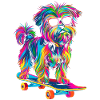 Maltese Dog Skateboard Sunglasses Popart