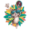 Cat with sunglasses playing badminton