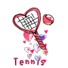 Tennis, hearts, illustration