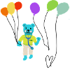 Dr. Bär mit Luftballons