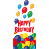 Happy Birthday mit vielen Luftballons.