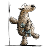 Funny brown bear with cuddly toy