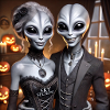 Aliens Couple on Halloween
