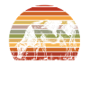 Retro sunset cow illustration