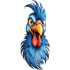 A blue-feathered rooster
