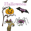Halloween Pumpkin and Bat Design