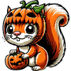 Cute Halloween Squirrel Pumpkin Cartoon