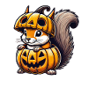 Cute Halloween Squirrel Pumpkin Cartoon
