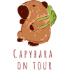 Capybara,backpack,turtle,on tour