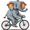 éléphant sur un vélo