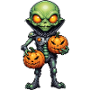 Alien with pumpkin heads Halloween