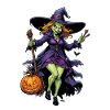 Halloween Witch With Pumpkin Illustration
