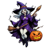 Halloween Witch With Pumpkin Illustration