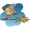 Kawaii style flying witch