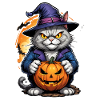 Chat d’Halloween avec citrouille