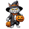 Chat d’Halloween avec citrouille