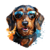 Wire-haired dachshund with sunglasses