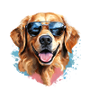 Golden Retriever with Sunglasses