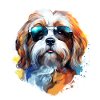 Lhasa Apso with sunglasses