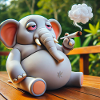 Smoking pot elephant with joint
