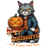 Halloween Cat with Pumpkin