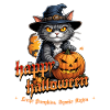Halloween Cat with Pumpkin