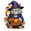 Halloween Cat with Pumpkin