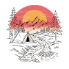 Adventurous sunset while camping