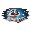 Funny raccoon under the stars