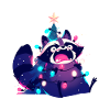 Fairy Lights Funny Raccoon Christmas