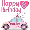 Happy Birthday 8 Police Pink
