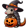 Cute Halloween Armadillo Witch Pumpkin