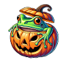 Cute Halloween Frog Cartoon Pumpkin