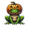 Cute Halloween Frog Pumpkin Cartoon